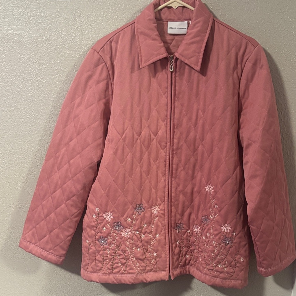 Alfred Dunner Rose Quilted Puffer with Floral Details
